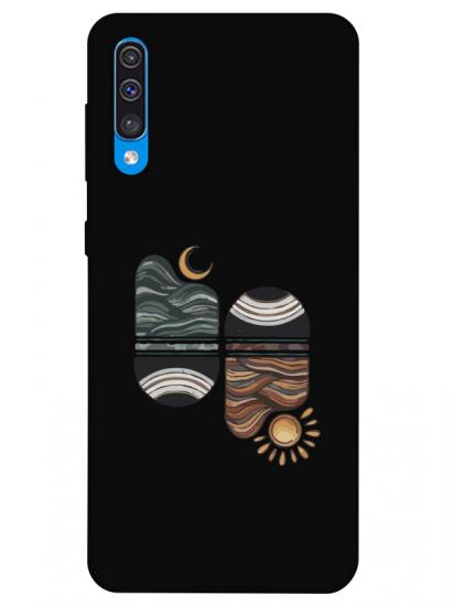 Samsung A50 Sunset Wave Siyah Telefon Kılıfı