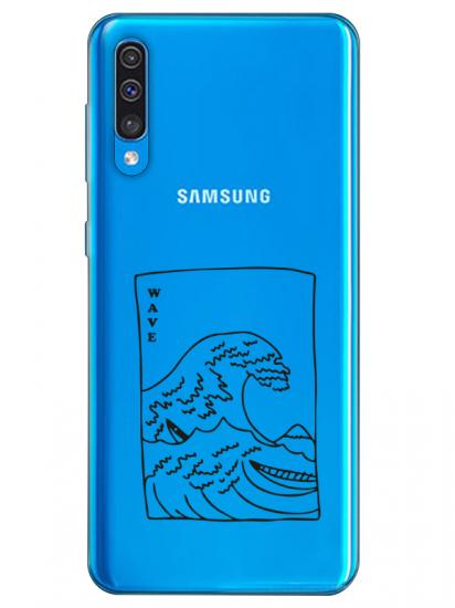 Samsung A50 Kanagawa Wave Şeffaf Telefon Kılıfı