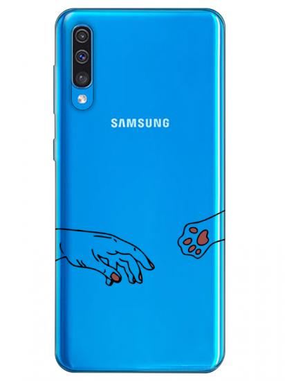 Samsung A50 Hand And Paw Şeffaf Telefon Kılıfı