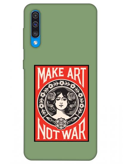 Samsung A50 Make Art Not War Yeşil Telefon Kılıfı