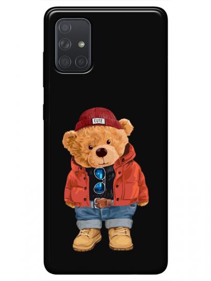 Samsung A51 Teddy Bear Siyah Telefon Kılıfı
