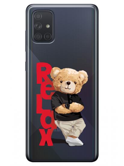 Samsung A51 Teddy Bear Relax Şeffaf Telefon Kılıfı