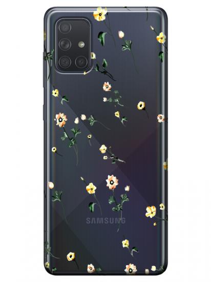 Samsung A51 Çiçekli Şeffaf Telefon Kılıfı