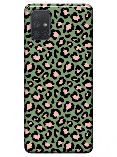 Samsung A51 Leopar Desenli Yeşil Telefon Kılıfı