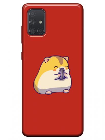 Samsung A51 Sevimli Hamster Kırmızı Telefon Kılıfı