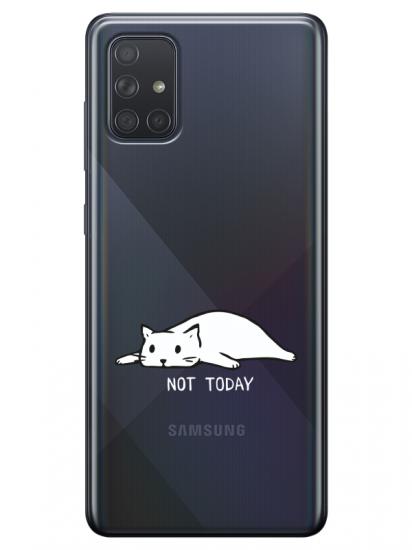Samsung A51 Not Today Kedi Şeffaf Telefon Kılıfı