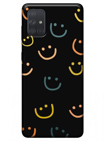Samsung A51 Emoji Gülen Yüz Siyah Telefon Kılıfı