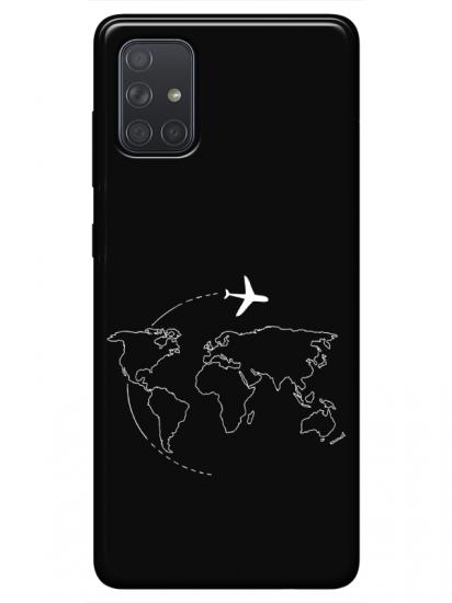 Samsung A51 Harita Uçak Siyah Telefon Kılıfı