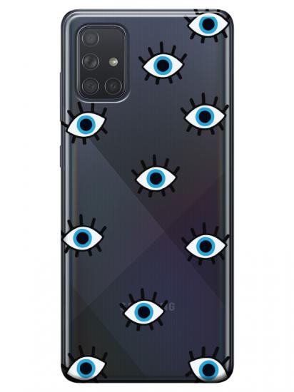 Samsung A51 Nazar Gözler Şeffaf Telefon Kılıfı