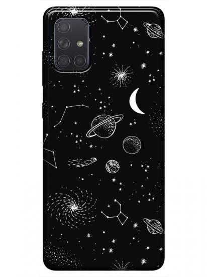 Samsung A51 Gezegenler Siyah Telefon Kılıfı