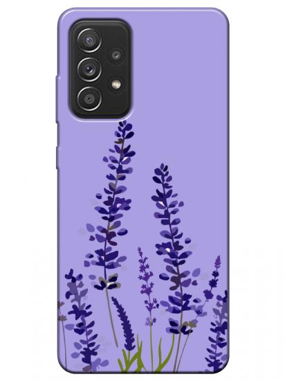 Samsung A52 Lavanta Desenli Lila Telefon Kılıfı