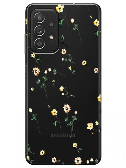 Samsung A52 Çiçekli Şeffaf Telefon Kılıfı