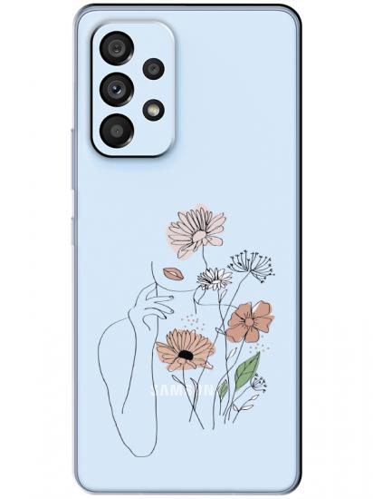Samsung A53 Kadın Çiçek Şeffaf Telefon Kılıfı