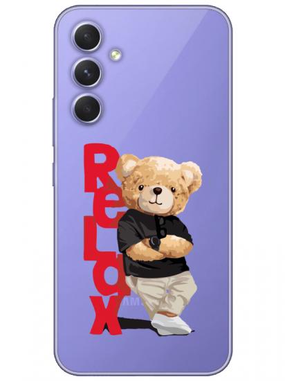 Samsung A54 Teddy Bear Relax Şeffaf Telefon Kılıfı