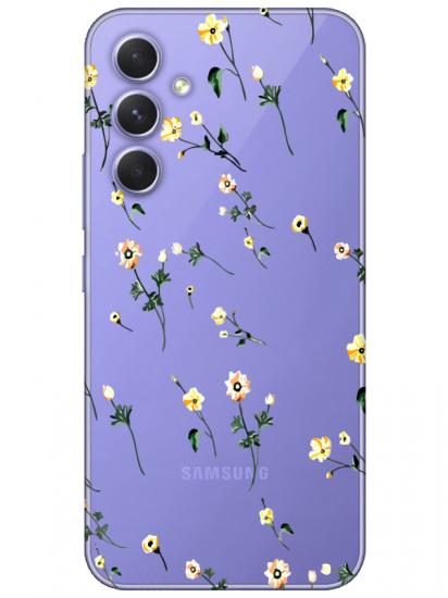Samsung A54 Çiçekli Şeffaf Telefon Kılıfı