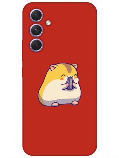 Samsung A54 Sevimli Hamster Kırmızı Telefon Kılıfı