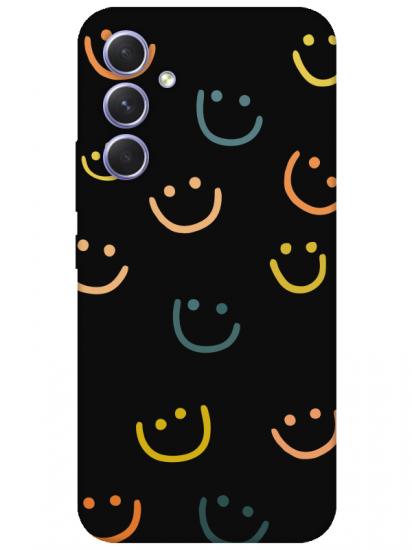 Samsung A54 Emoji Gülen Yüz Siyah Telefon Kılıfı