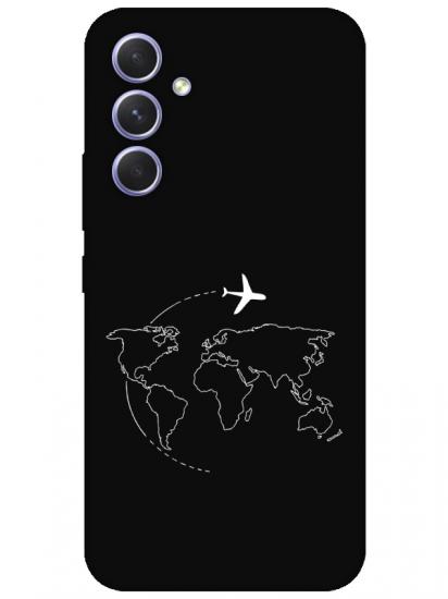 Samsung A54 Harita Uçak Siyah Telefon Kılıfı