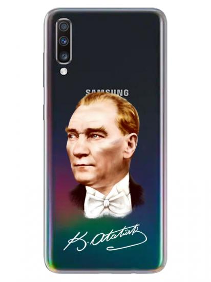 Samsung A70 Atatürk İmzalı Şeffaf Telefon Kılıfı