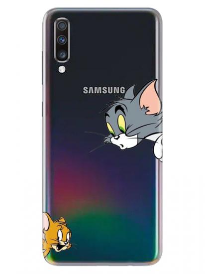 Samsung A70 Tom And Jerry Şeffaf Telefon Kılıfı