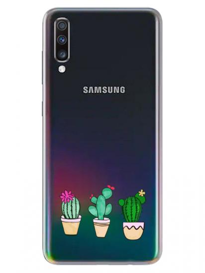Samsung A70 Kaktüs Şeffaf Telefon Kılıfı