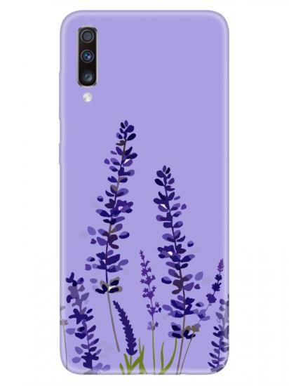 Samsung A70 Lavanta Desenli Lila Telefon Kılıfı
