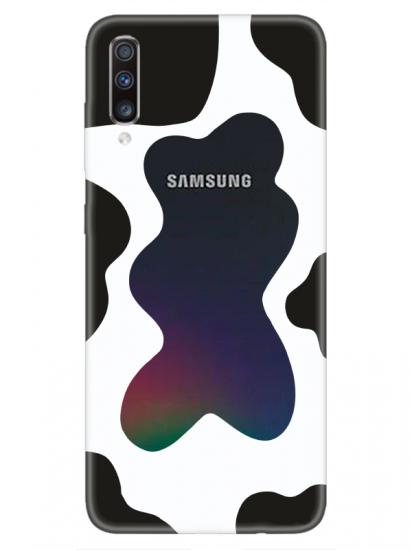 Samsung A70 İnek Desen Şeffaf Telefon Kılıfı
