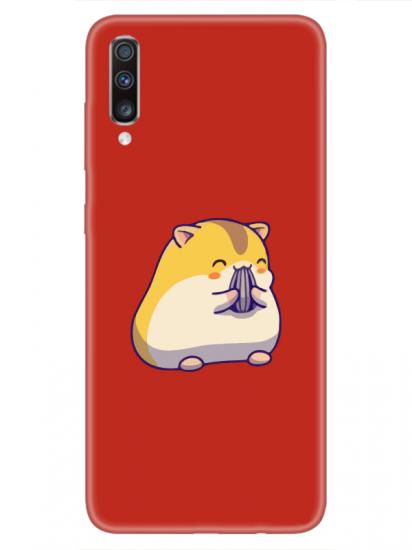 Samsung A70 Sevimli Hamster Kırmızı Telefon Kılıfı