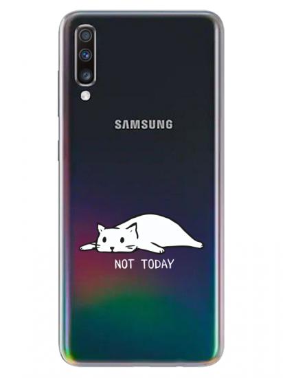 Samsung A70 Not Today Kedi Şeffaf Telefon Kılıfı