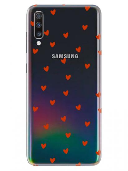 Samsung A70 Minik Kalpler Şeffaf Telefon Kılıfı