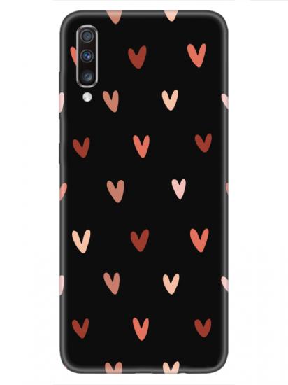 Samsung A70 Kalp Desen Siyah Telefon Kılıfı