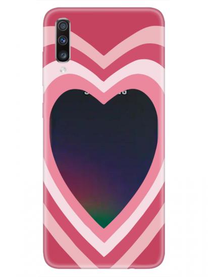 Samsung A70 Estetik Kalp Şeffaf Telefon Kılıfı