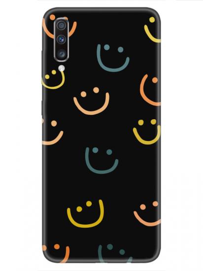 Samsung A70 Emoji Gülen Yüz Siyah Telefon Kılıfı