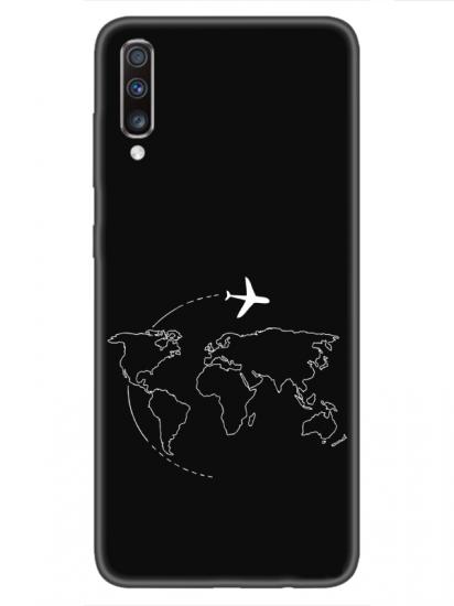 Samsung A70 Harita Uçak Siyah Telefon Kılıfı