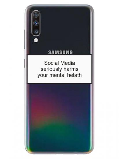 Samsung A70 Social Media Şeffaf Telefon Kılıfı