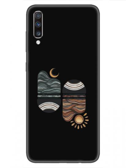 Samsung A70 Sunset Wave Siyah Telefon Kılıfı