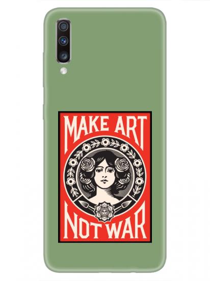 Samsung A70 Make Art Not War Yeşil Telefon Kılıfı