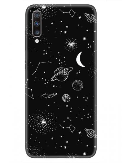 Samsung A70 Gezegenler Siyah Telefon Kılıfı