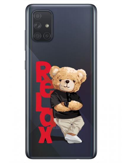 Samsung A71 Teddy Bear Relax Şeffaf Telefon Kılıfı