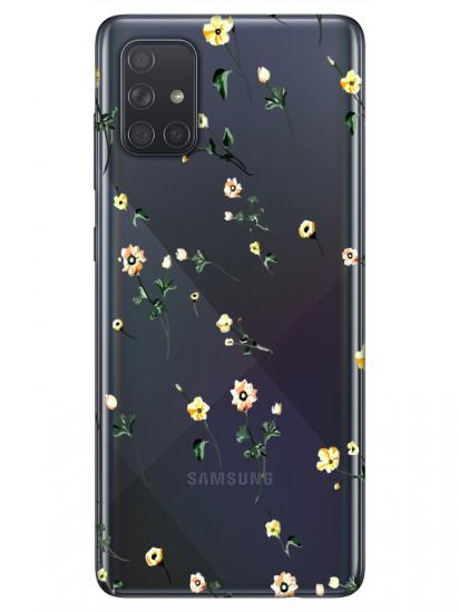 Samsung A71 Çiçekli Şeffaf Telefon Kılıfı