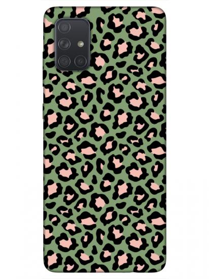 Samsung A71 Leopar Desenli Yeşil Telefon Kılıfı
