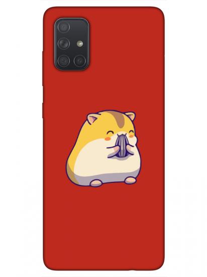 Samsung A71 Sevimli Hamster Kırmızı Telefon Kılıfı