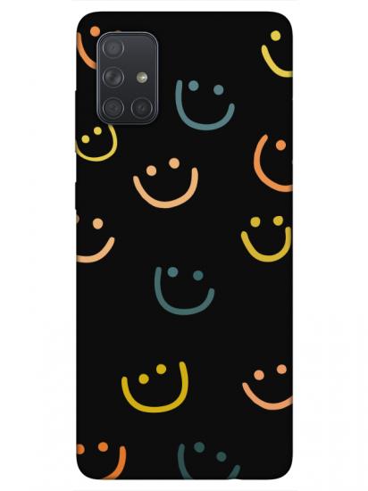 Samsung A71 Emoji Gülen Yüz Siyah Telefon Kılıfı
