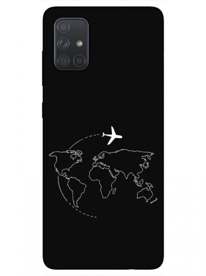 Samsung A71 Harita Uçak Siyah Telefon Kılıfı