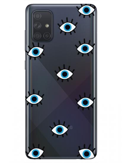 Samsung A71 Nazar Gözler Şeffaf Telefon Kılıfı
