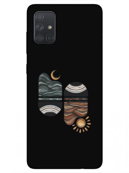 Samsung A71 Sunset Wave Siyah Telefon Kılıfı