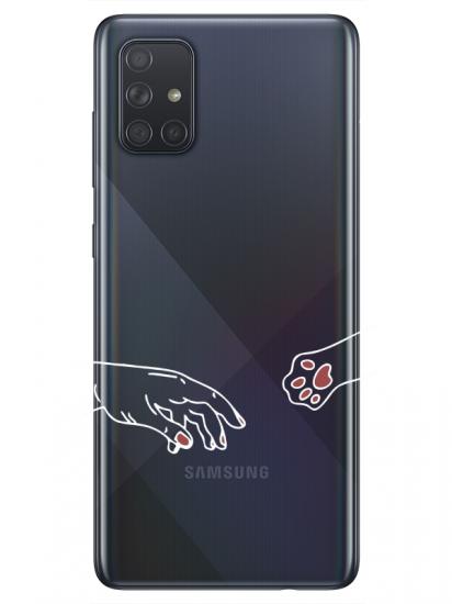 Samsung A71 Hand And Paw Şeffaf Telefon Kılıfı