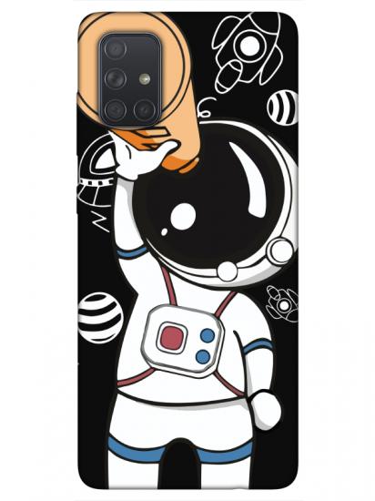 Samsung A71 Astronot Siyah Telefon Kılıfı