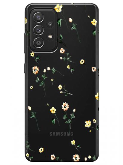Samsung A72 Çiçekli Şeffaf Telefon Kılıfı