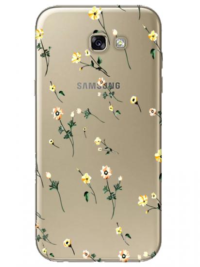 Samsung A7 2017 Çiçekli Şeffaf Telefon Kılıfı